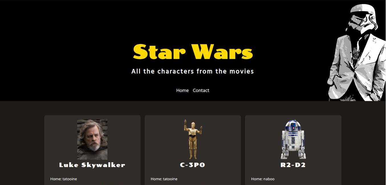 Image of star wars website